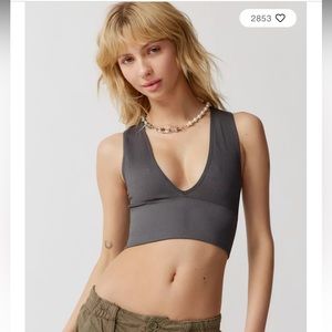 Out From Under Hailey Seamless Plunge Bra Top in Grey